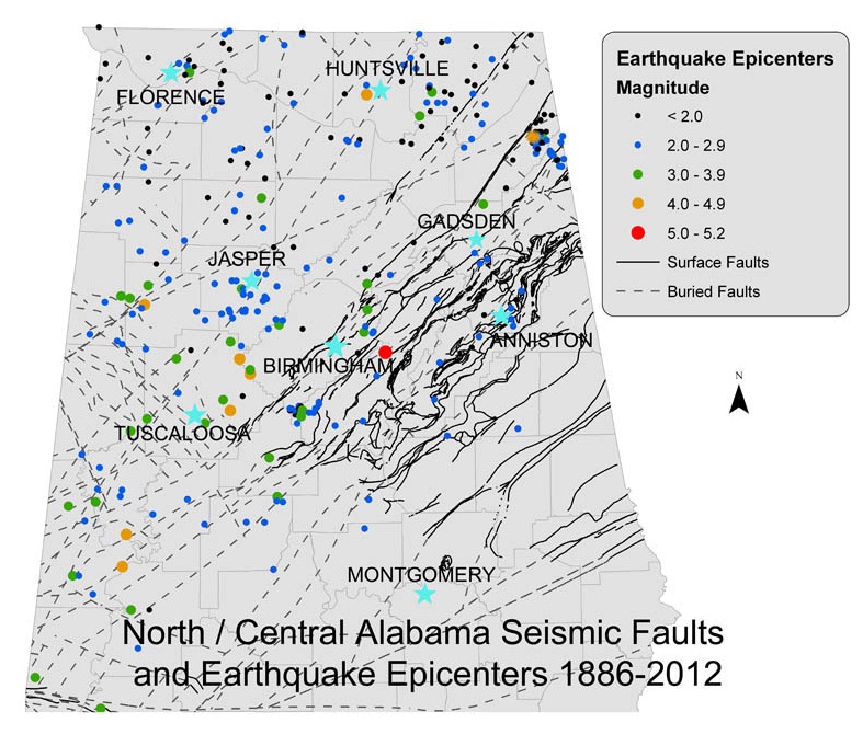 North Alabama Faults 1886-2012