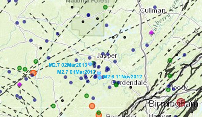 Walker County Closeup - 3 Earthquakes