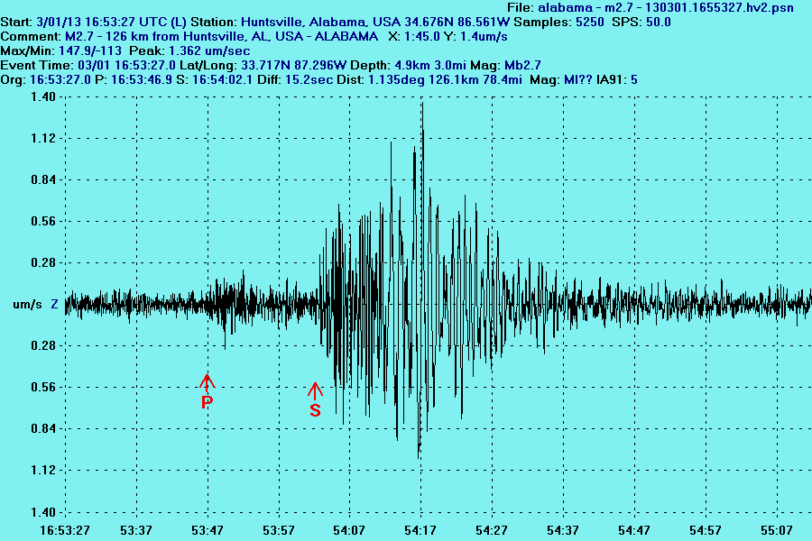 Walker County M2.7 01Mar13